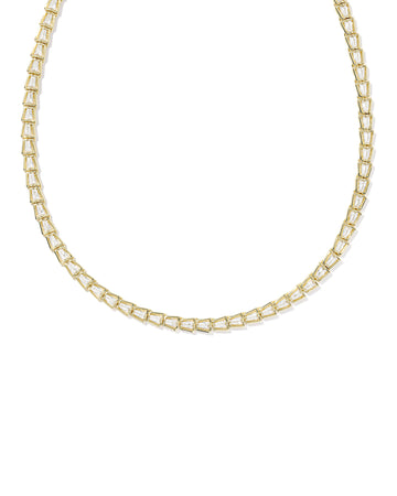 KENDRA SCOTT- Bella Gold Tennis Necklace in White CZ